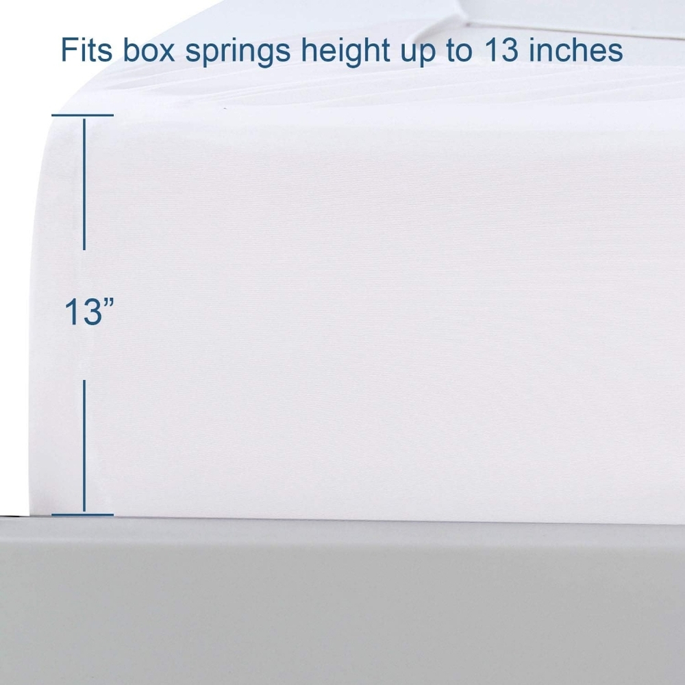 Box Spring Cover Queen Size, Elastic Fabric Wrap Around 4 Sides Bed Skirt, Sleek